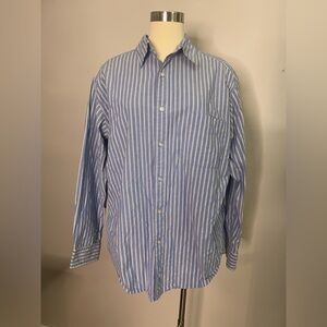 St. John's Bay Super Soft Blue and White Striped Button Down Shirt 100% Cotton